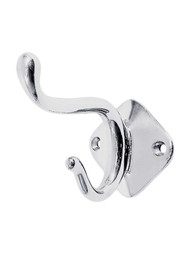 Classic Solid Brass Coat Hook in Polished Nickel.